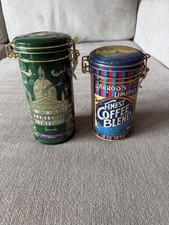 Harrods Vintage Tin Coffee Can with Lid Empty Collectible Tin Vintage lot of 2 picture