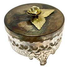 VTG Davco Silver Co Keepsake Box 2.5 in Round Filagree Trinket Box 2.5 in picture