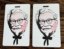 2 Vintage 60's Kentucky Fried Chicken Colonel Sanders ID Card Tags Employee picture