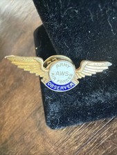 Vintage Army AWS Airforce Observer Wings Pin Badge US Military picture