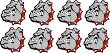 1in x 1in Red Collared Bulldog Stickers Car Truck Vehicle Bumper Decal picture