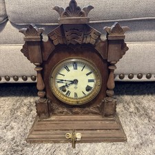 1890s VINTAGE ANTIQUE ANSONIA STRIKES CLOCK 8 Day WITH WALNUT CASE WORKS picture