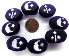 10 Pc RARE Cobalt  Man on the Moon African Trade Bead's #57 Read More picture