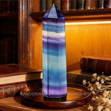 Rainbow Fluorite Crystal Tower Point Healing Crystal Obelisk Gemstone Tower Wand picture