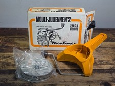 Vtg Moulinex Mouli-Julienne 445 Orange Food Slicer Shredder Grater Box 5 Discs picture