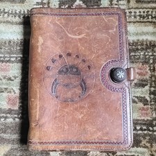 VTG Native American Zuni Sunface Leather Address Book Cover Sterling Concho Snap picture