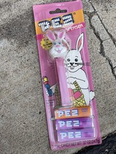 1998 PEZ Easter Bunny Dispenser White Pink Made in Slovenia Sealed MOC w/ Candy picture