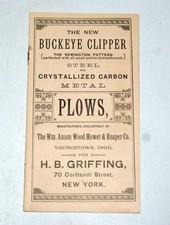 1887 Wm Anson Wood Horse Drawn Buckeye Clipper Plow Brochure Youngstown OH picture