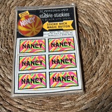 Vintage Blacklight Stickers “NANCY” 1960s  Vinyl Flowers Green GIFT Psychedelic picture