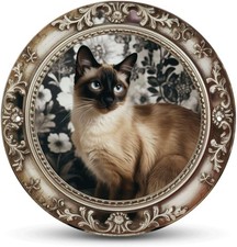 Siamese Cat Vintage Framed Cat Print Tin Metal Signs Home Décor 8x8 picture