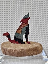 Lazart Coyote Wolf Figurine Decorative Metal Sandstone Laser Cut Vintage picture