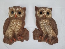 Vintage 1970's Homco Hard Foam Owl Wall Decor Wall Hangings Set of 2 picture