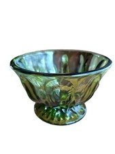  1970's Anchor Hocking Green Glass Pedestal Candy Dish Collectible Emerald picture