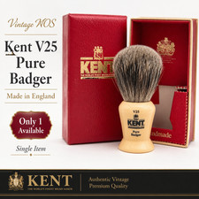 Vintage Kent V25 Pure Badger Shaving Brush w/ Original Box NOS Made in England picture