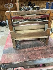 Antique Wooden Clothes Wringer Hand Crank Primitive Laundry Farmhouse Decor 1900 picture