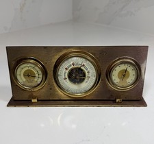 Vtg West Germany Brass Weather Station Barometer Thermometer Hygrometer MCM picture