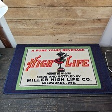 Vintage Miller High Life Girl Bar Floor Mat Rug Breweriana Milwaukee Beer Ad picture