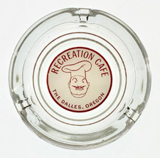 Vintage Clear Glass Marketing Ashtray / Recreation Cafe / The Dalles Oregon OR picture