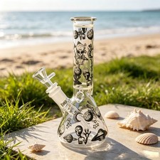 7.8 inch Heavy Glass Bong Water Pipe Smoking Bong Beaker+14mm Bowl hookah USA picture