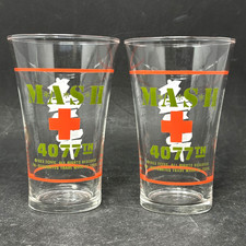 MASH M*A*S*H* 4077th Drinking Glass Set of 2 Tumbler 1983 - Very Good Condition picture