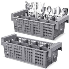 Yungyan 2 pcs 8 Slot Plastic Cutlery Basket 16.81 x 8.07 x 5.91 in, Gray picture