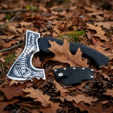 15in Hand Forged Viking Bearded Axe Carbon Steel Scorpion Etched Hatchet Custom picture