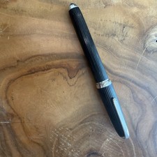 LOUIS CARTIER BLACK COMPOSITE GODRON PLATINUM ROLLERBALL PEN 100% GENUINE picture