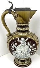 Antique 1800s Gebruder Schutz Austria 2L Hofbrauhaus Beer Stein Partial Lid picture