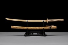 US STOCK Bamboo Practice Katana Bokken Iaido Martial Art Training Sword WoodSaya picture
