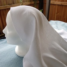 White Linen Christian Religious Sister Veil 25 inches Length~Brand New~FREE SHIP picture
