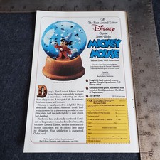 Vintage 1989 Disney Mickey Mouse Snow Globe Advertisement 1980s Print Ad picture