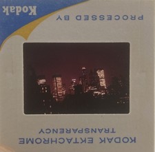 New York City Skyline at Night 1962 NYC 35mm Slide picture