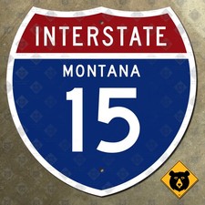 Montana Interstate 15 route marker Butte Helena highway 1957 road sign 12x12 picture
