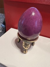 Vintage EGG Carved Onyx Marble Solid Stone Mexican Teotihuacan Artisans - 1960’s picture