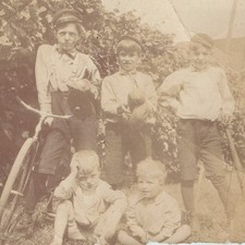 ID'd c1900s Boys Bicycle Baseball Gloves Snapshot Photo Albert Wilbert Thurlow picture