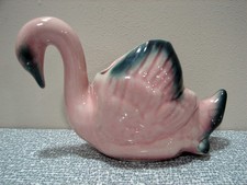 Vintage Pink Ceramic SWAN Planter Figurine picture