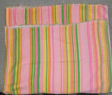 Vintage Retro 1960s 70's Pink Yellow Green Stripe Terry Cloth Fabric Toweling  picture