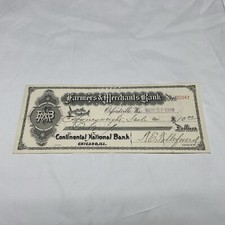 1909 Farmer's & Merchant's Bank Check #20347 Continental National Bank  KG JD picture