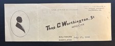 Thomas Worthington Letterhead, Howard Thurston, Magician, Illusionist, Rare picture