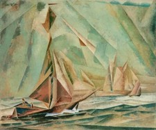 Boats Cubist Expressionist Print Lyonel Feininger Collectible Wall Art Decor picture