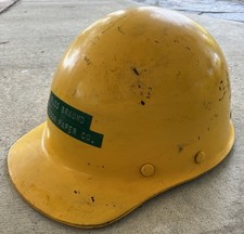 Vintage MSA Fiberglass Hard Hat Yellow Skullguard Helmet Mining 1959 USA picture
