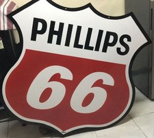 Phillips 66 white Pure Porcelain Enamel Heavy Metal Sign  Double Side picture