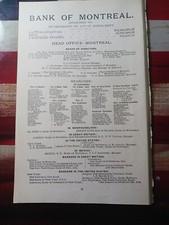 1906 Antique Advertising BANK OF MONTREAL with All Branches Listed  Sir Drummond picture