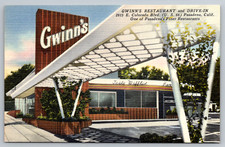 c1940s Gwinn's Restaurant Drive-In Pasadena California Postcard picture
