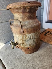Antique Vintage Short Milk Can With Spicket And Lid 
