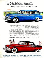 1955 Studebaker Station Wagon & Sedan Vintage Original Print Ad-8.5 x 11