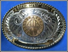 Comstock Silversmiths STERLING Silver Front SHOTGUN SHOOTING TROPHY Belt Buckle picture
