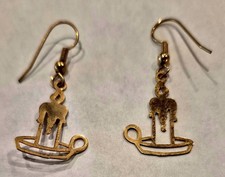 Dangle Christmas Candles Goldtone Metal Pierced Earrings - 1