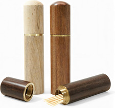 3 Pcs Wood Toothpick Holder Portable Toothpick Case Mini Wooden Sewing Needles H picture