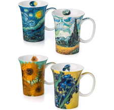 Van Gogh Mugs Set of 4 Fine China 12 oz Microwave and Dishwasher Safe NEW IN BOX picture